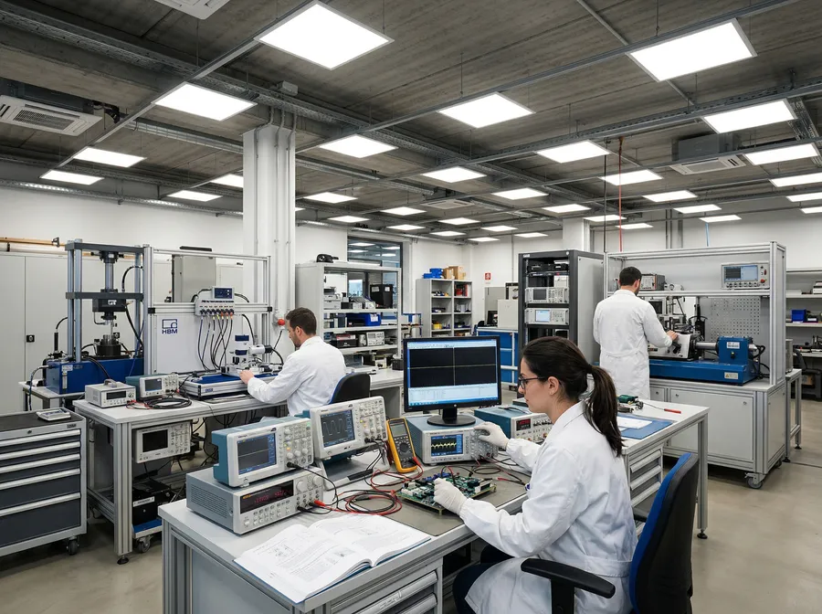 Laboratorio di collaudi industriali con illuminazione LED