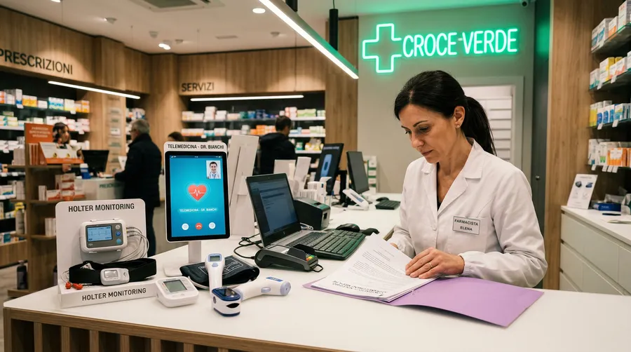 Farmacia moderna con attrezzature medicali in noleggio operativo