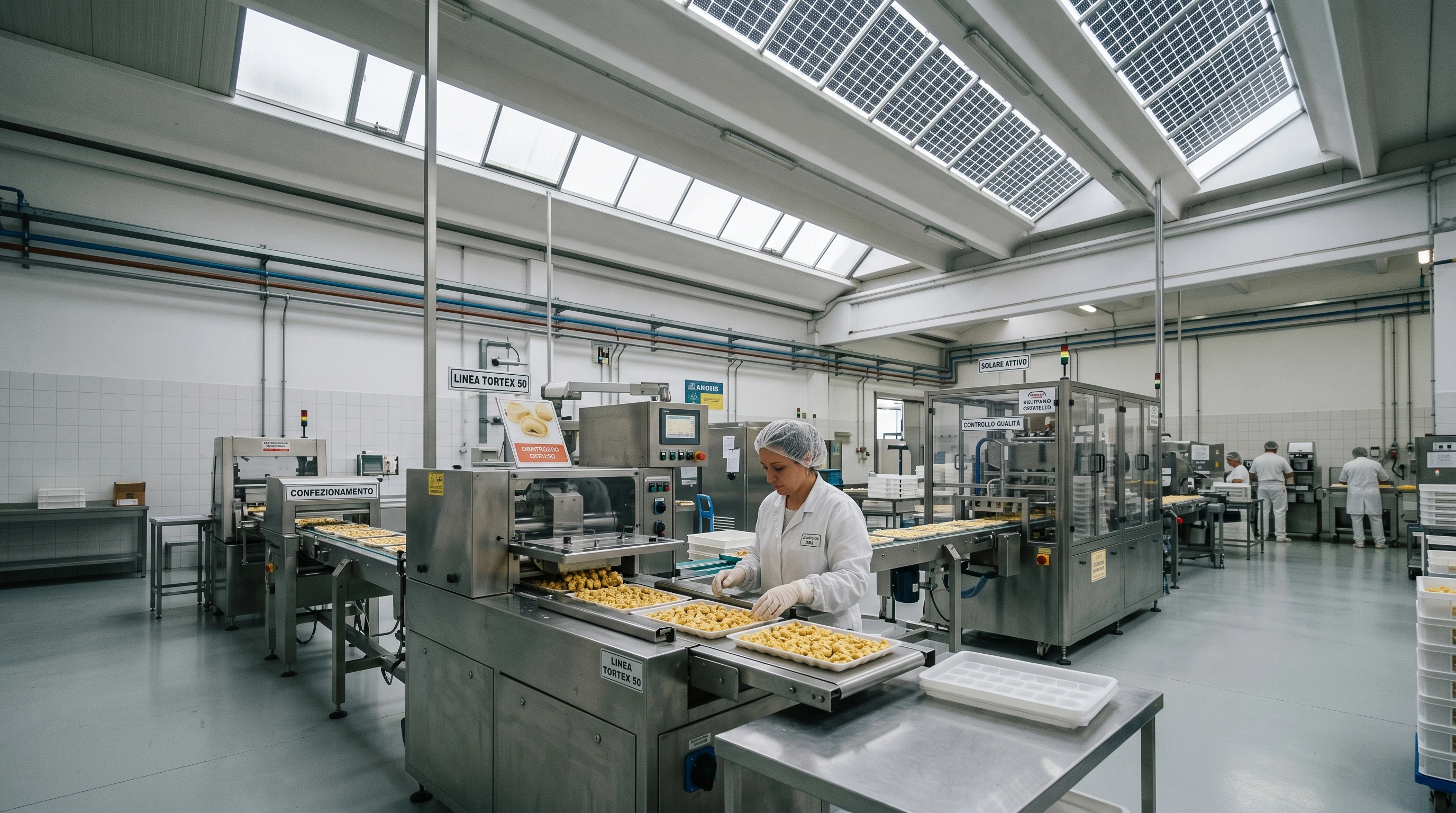 Impianto fotovoltaico industriale su tetto di stabilimento alimentare