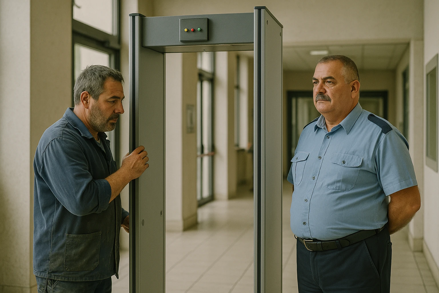 Body scanner di sicurezza installato nell'ingresso di un edificio