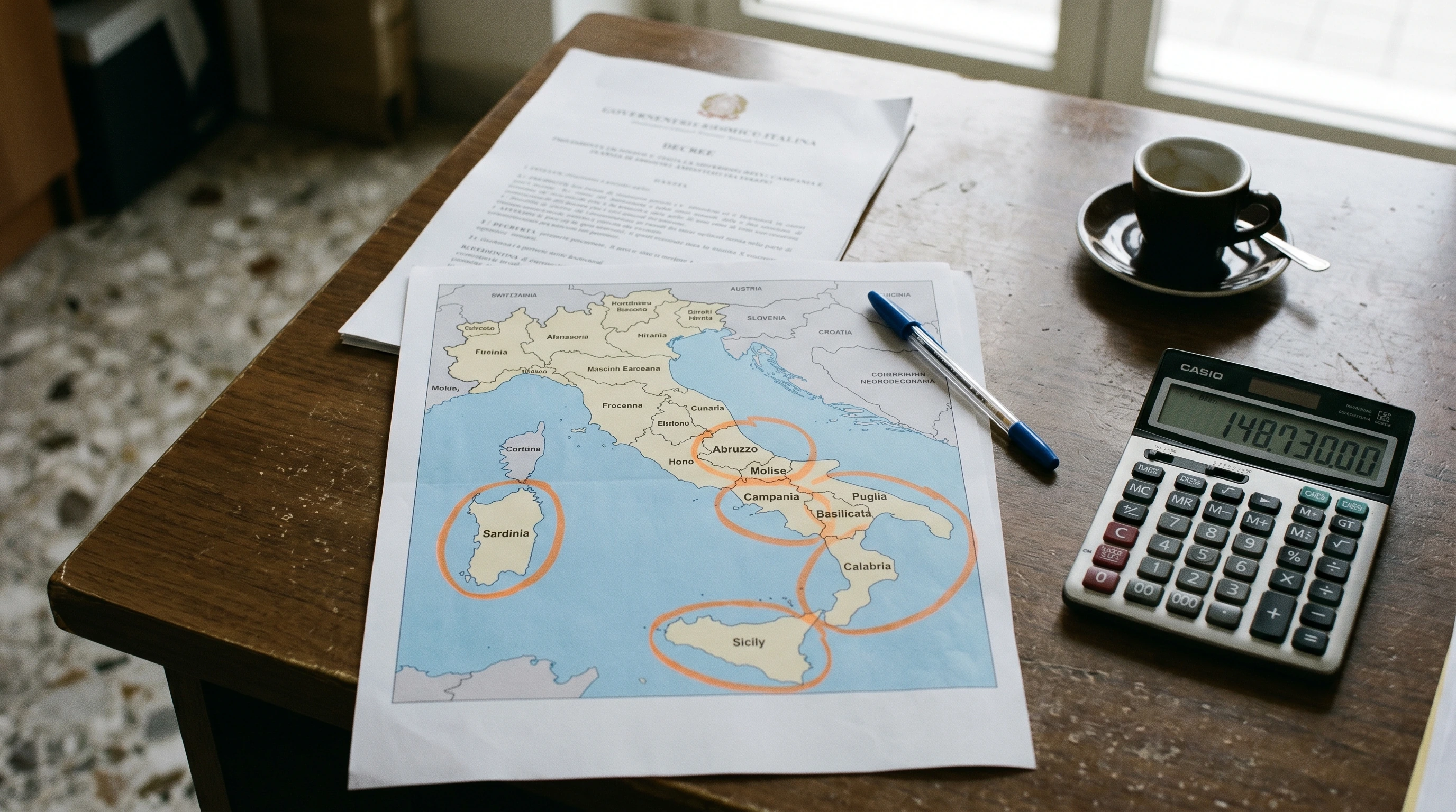 Mappa Italia con zone economiche speciali evidenziate