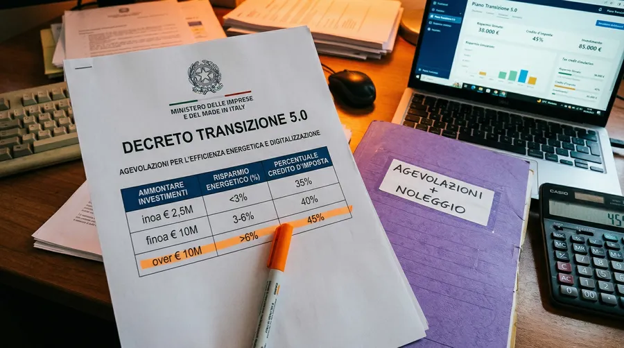 Documenti ufficiali Transizione 5.0 con calcoli di credito d'imposta
