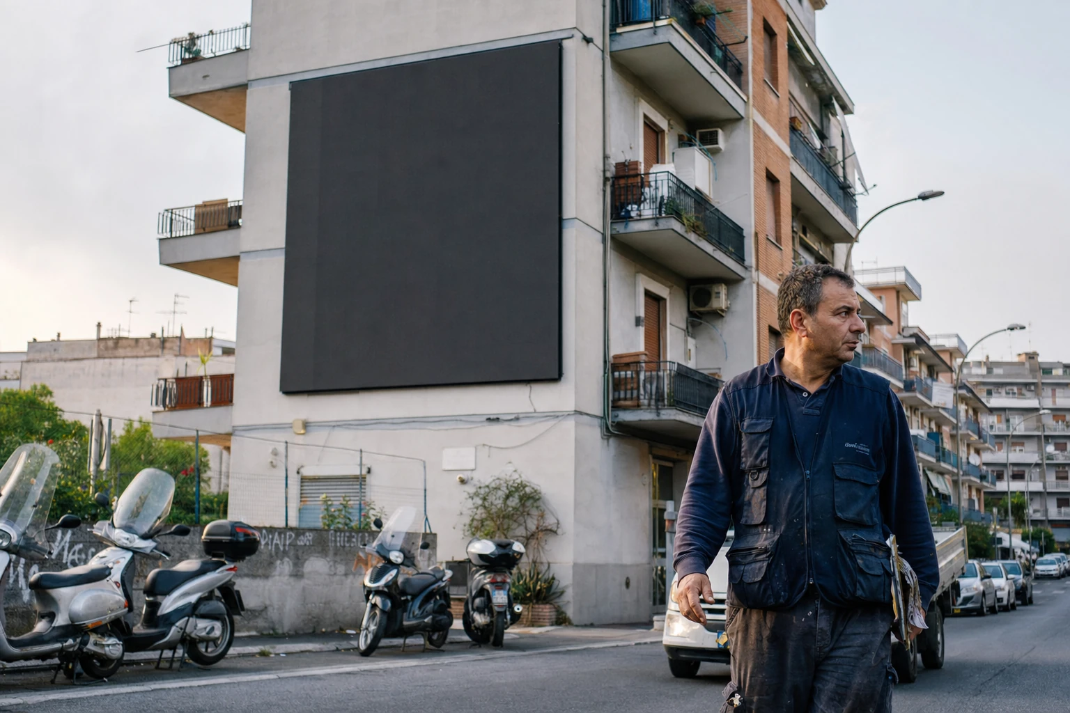 Parete LED pubblicitaria montata sulla facciata cieca di un edificio in città