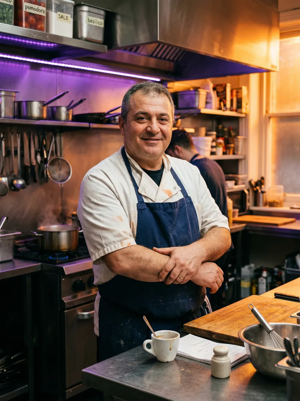 Ristoratore in cucina professionale